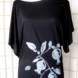 Black Dolman  Top with Pomegranate Art (M)