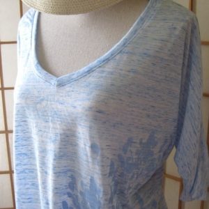 light blue crop top with agapanthus art