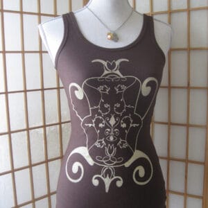 Hamsa Print Bamboo Blend Tank in Chocolate Brown